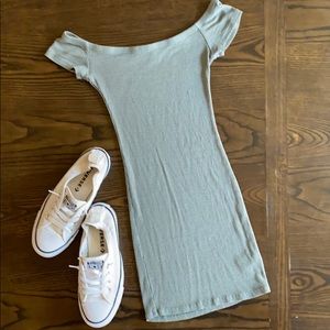 Sexy off the shoulder ribbed mini dress